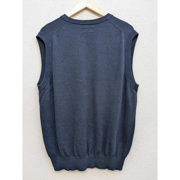 Chaps Sweater Vest Men’s Large Navy Blue Sleeveless Preppy V-Neck Size XL NWT - Picture 9 of 10